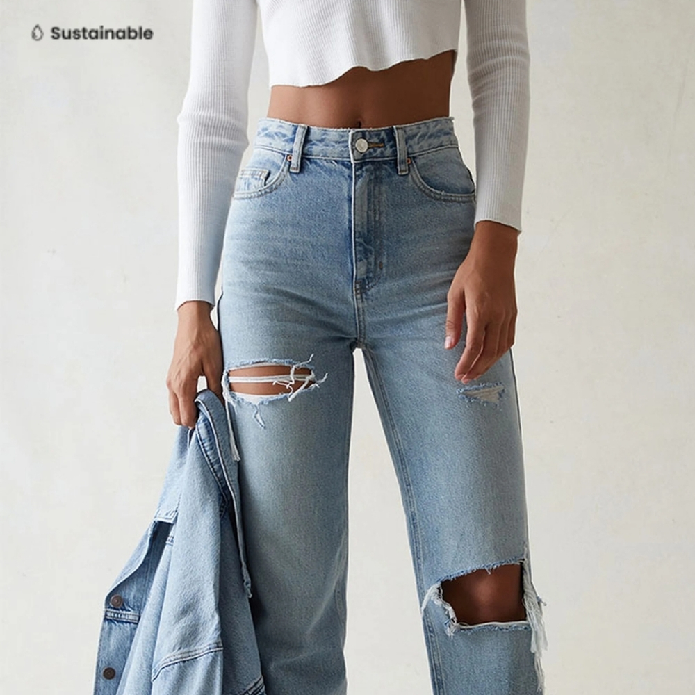 Pacsun eco light blue ripped 90's boyfriend jeans